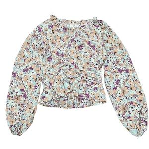 Entro Floral V-Neck Long Sleeve Blouse